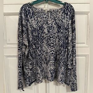 Garnet Hill Pullover (Size XL) (Blue & White)